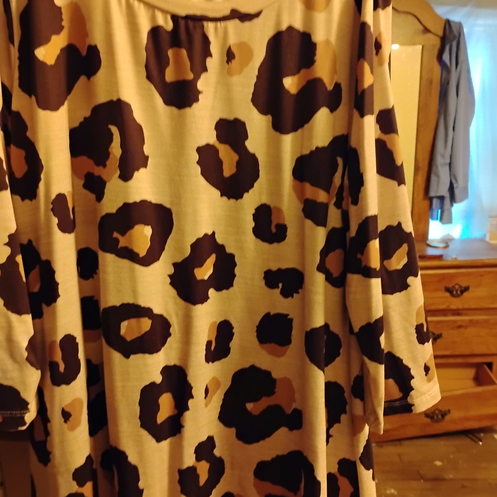 SHEIN Leopard Print Blouse - Black and Brown